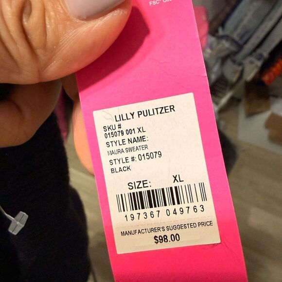 Lilly Pulitzer Black Off-Shoulder Sweater - Picture 4 of 4